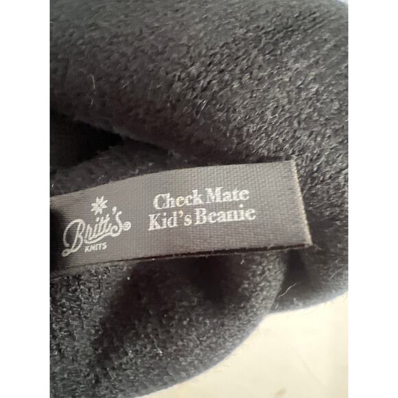 Britt's Knits Kid's Check Mate Beanie Stretchy Knit Hat in Black. & White - Picture 6 of 8
